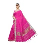 Women's Cotton Blend Saree(Pink,5-6 Mtrs)