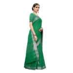 Women's Cotton Blend Saree(Dark Green,5-6 Mtrs)