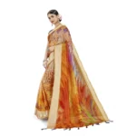 Women's Linen Saree (Yellow,5-6 Mtrs)
