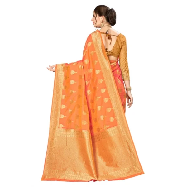 Women's Banarasi Silk Saree (Dirty Orange,5-6 Mtrs)