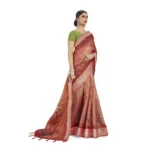 Women's Linen Saree (Maroon,5-6 Mtrs)