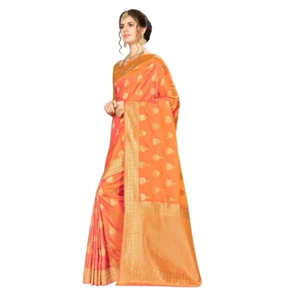 Women's Banarasi Silk Saree (Dirty Orange,5-6 Mtrs)