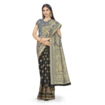 Women's Banarasi Silk Saree (Grey,Black,5-6 Mtrs)