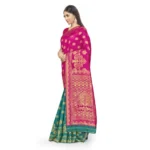 Women's Banarasi Silk Saree (Pink,Green,5-6 Mtrs)