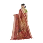 Women's Linen Saree (Maroon,5-6 Mtrs)