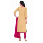 Women's Cotton Unstitched Salwar Suit-Material With Dupatta (Beige,2.3 Mtrs)