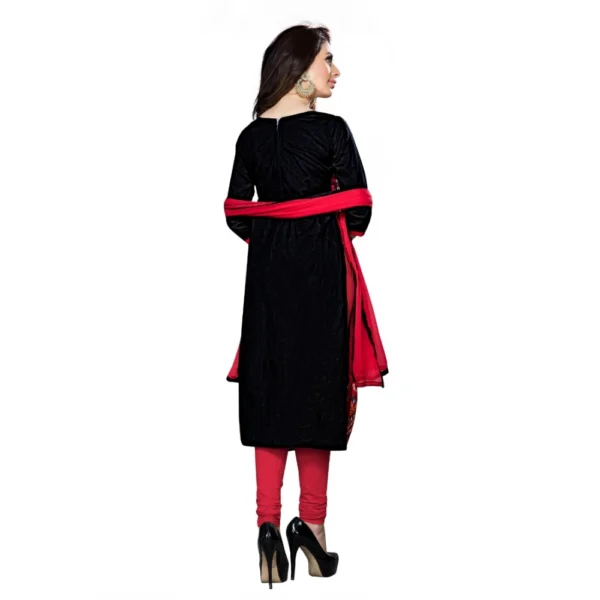 Women's Cotton Unstitched Salwar Suit-Material With Dupatta (Black,2.3 Mtrs)