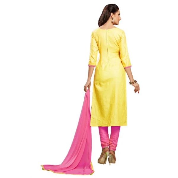 Women's Glaze Cotton Unstitched Salwar Suit-Material With Dupatta (Yellow ,2.3 Mtrs)