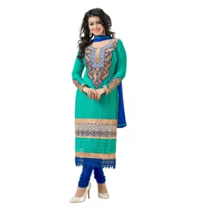 Women's Georgette Unstitched Salwar Suit-Material With Dupatta (Green,2.3 Mtrs)