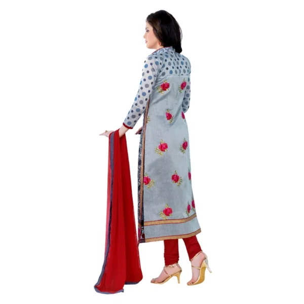 Women's Cotton Unstitched Salwar Suit-Material With Dupatta (Grey,2.3 Mtrs)