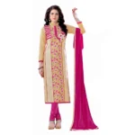 Women's Cotton Unstitched Salwar Suit-Material With Dupatta (Beige,2.3 Mtrs)