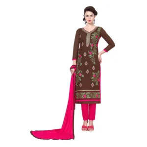 Women's Cotton Unstitched Salwar Suit-Material With Dupatta (Coffee,2.3 Mtrs)