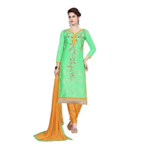 Women's Cotton Unstitched Salwar Suit-Material With Dupatta (Pista Green,2.3 Mtrs)