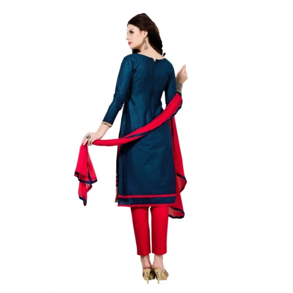 Women's Cotton Unstitched Salwar Suit-Material With Dupatta (Dark Blue ,2.3 Mtrs)