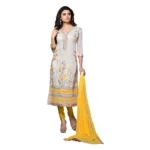 Women's Chanderi Unstitched Salwar Suit-Material With Dupatta (Yellow,2.3 Mtrs)