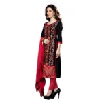 Women's Cotton Unstitched Salwar Suit-Material With Dupatta (Black,2.3 Mtrs)