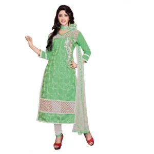 Women's Cotton Unstitched Salwar Suit-Material With Dupatta (Green,2.2 Mtrs)