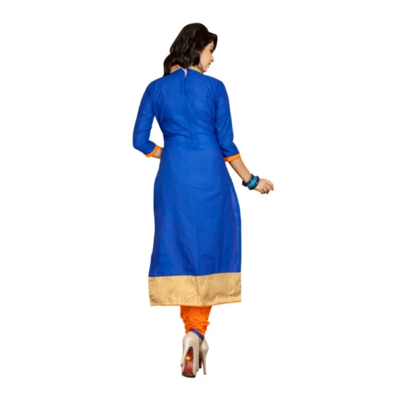 Women's Cotton Unstitched Salwar Suit-Material With Dupatta (Blue,2.2 Mtrs)