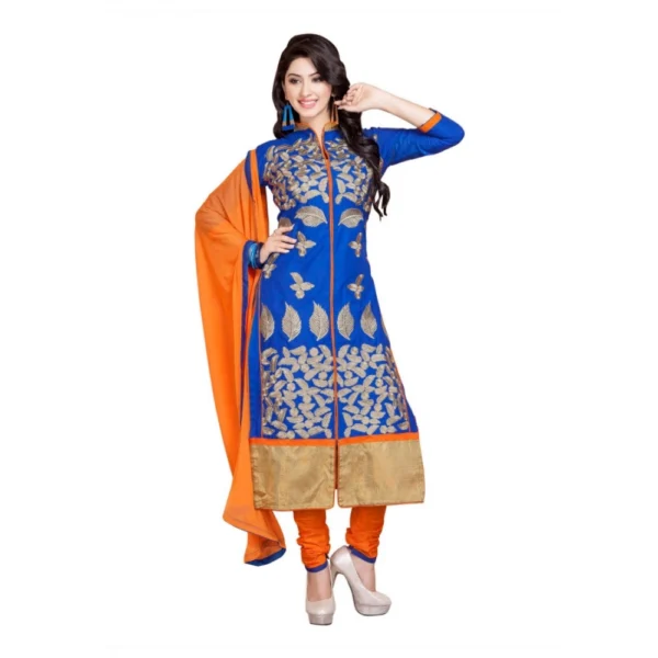 Women's Cotton Unstitched Salwar Suit-Material With Dupatta (Blue,2.2 Mtrs)
