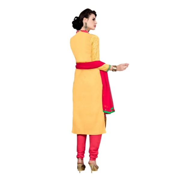Women's Cotton Unstitched Salwar Suit-Material With Dupatta (Yellow,2.3 Mtrs)