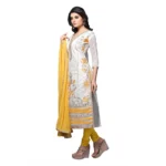 Women's Chanderi Unstitched Salwar Suit-Material With Dupatta (Yellow,2.3 Mtrs)