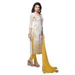 Women's Chanderi Unstitched Salwar Suit-Material With Dupatta (Yellow,2.3 Mtrs)