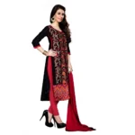 Women's Cotton Unstitched Salwar Suit-Material With Dupatta (Black,2.3 Mtrs)