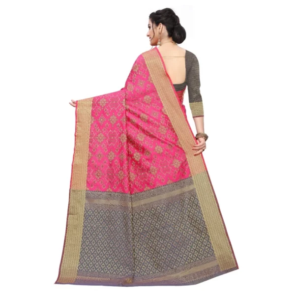 Women's Kanjivaram Silk Saree(Pink ,5-6Mtrs)
