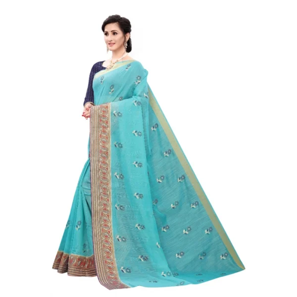 Women's Soft Cotton Silk Saree(Sea Green ,5-6Mtrs)