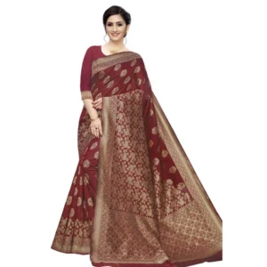 Women's Jacquard Saree (Maroon ,5-6Mtrs)