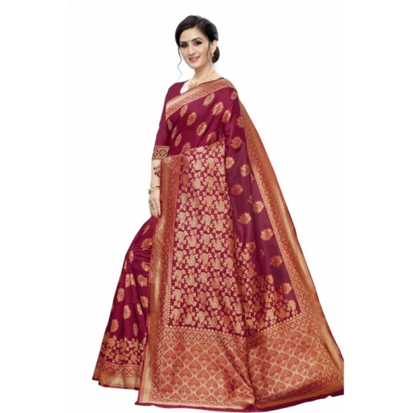 Women's Jacquard Saree (Magenta ,5-6Mtrs)