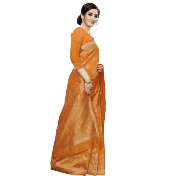 Women's Jacquard Saree (Orange ,5-6Mtrs)