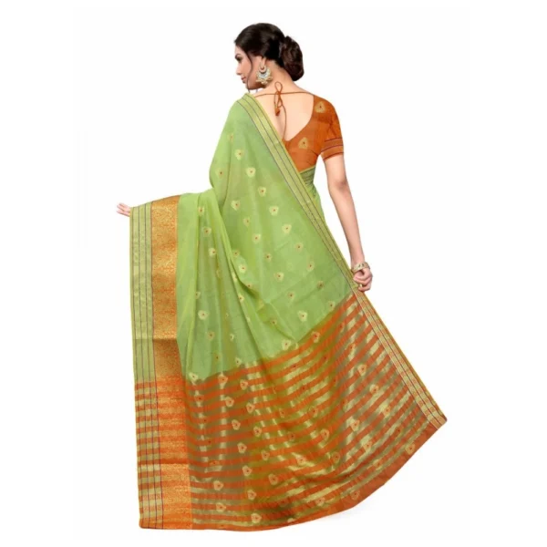Women's Cotton_Silk Saree (Parrot Green ,5-6Mtrs)