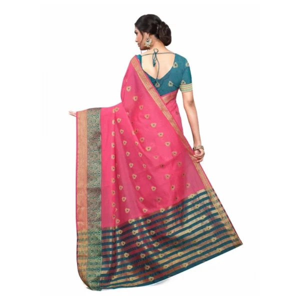 Women's Cotton_Silk Saree (Peach ,5-6Mtrs)