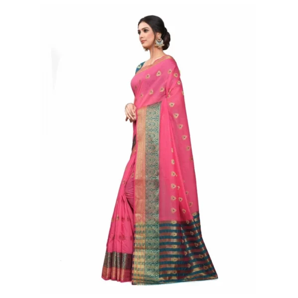 Women's Cotton_Silk Saree (Peach ,5-6Mtrs)