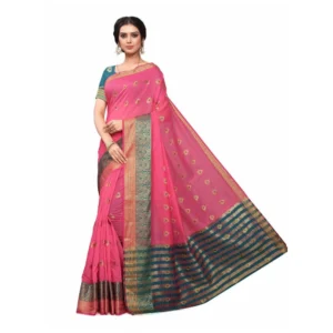 Women's Cotton_Silk Saree (Peach ,5-6Mtrs)