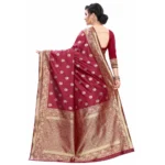 Women's Silk Blend Saree (Maroon ,5-6Mtrs)