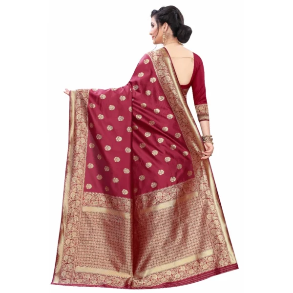 Women's Silk Blend Saree (Maroon ,5-6Mtrs)