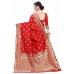 Women's Silk Blend Saree (Red ,5-6Mtrs)