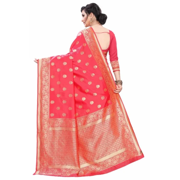 Women's Silk Blend Saree (Peach ,5-6Mtrs)