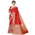Women's Silk Blend Saree (Red ,5-6Mtrs)