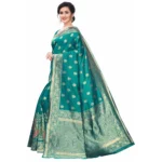 Women's Silk Blend Saree (Rama ,5-6Mtrs)