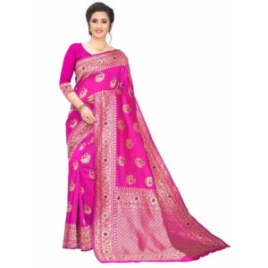 Women's Jacquard Saree (Pink ,5-6Mtrs)