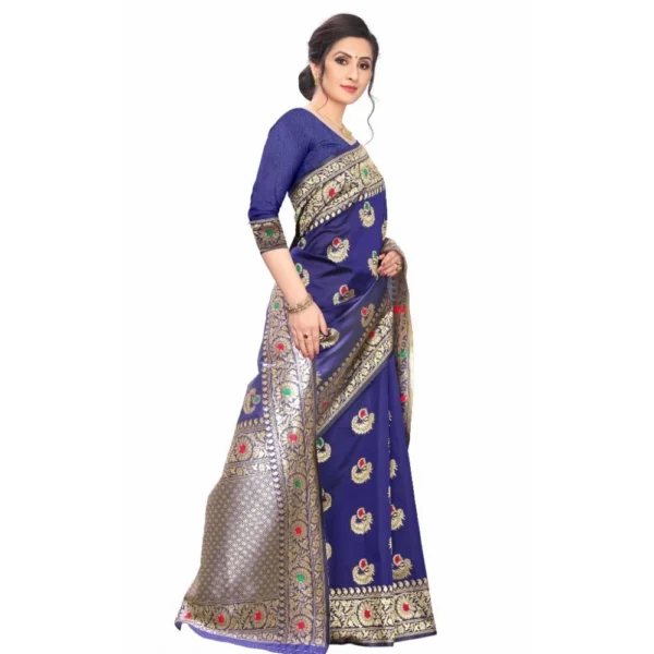 Women's Jacquard Saree (Navy Blue ,5-6Mtrs)
