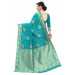 Women's Silk Blend Saree (Rama ,5-6Mtrs)