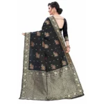 Women's Silk Blend Saree (Black ,5-6Mtrs)