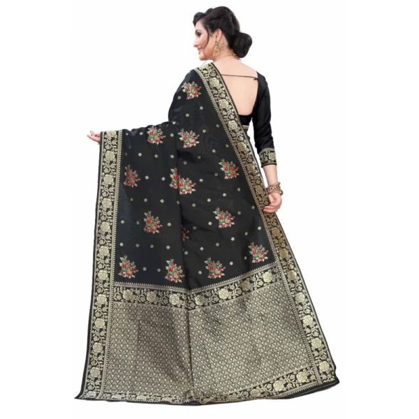 Women's Silk Blend Saree (Black ,5-6Mtrs)
