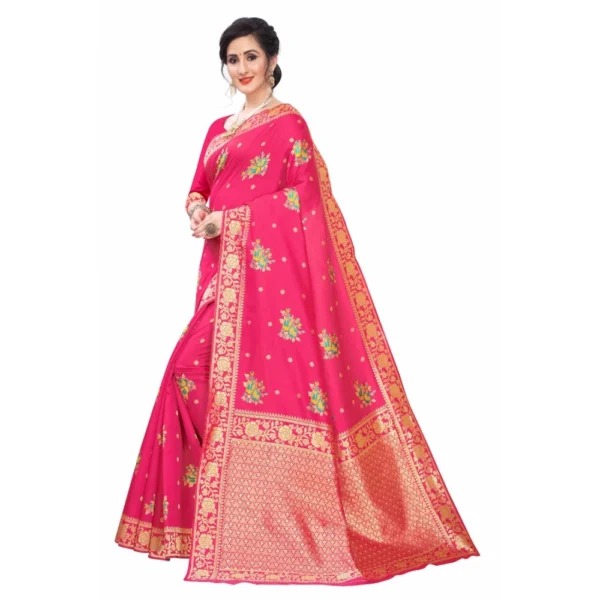 Women's Silk Blend Saree (Rasberry Red ,5-6Mtrs)