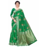 Women's Silk Blend Saree (Green ,5-6Mtrs)