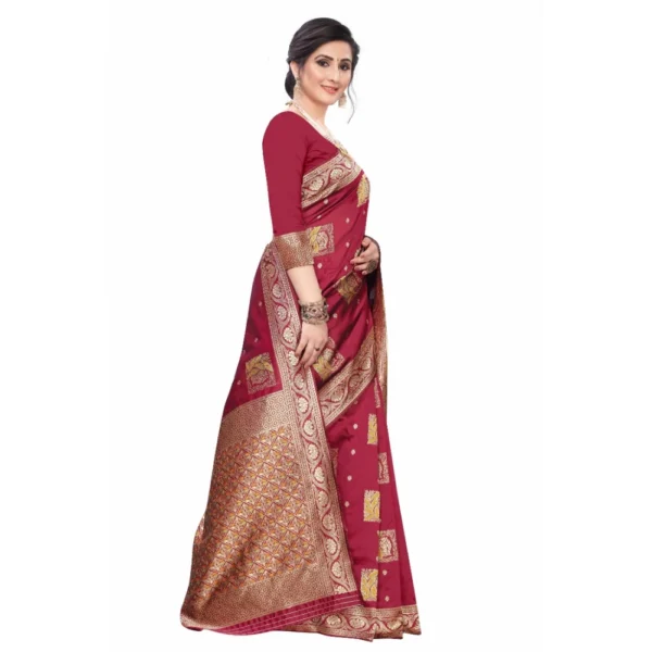 Women's Silk Blend Saree (Maroon ,5-6Mtrs)